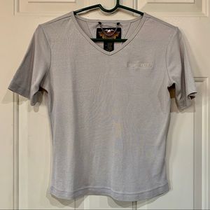 Vintage Harley Silver Gray V Neck Short Sleeve Top